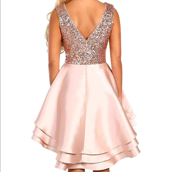 Fits 6-8 Pink multi layer dip hem skater - Picture 4 of 8